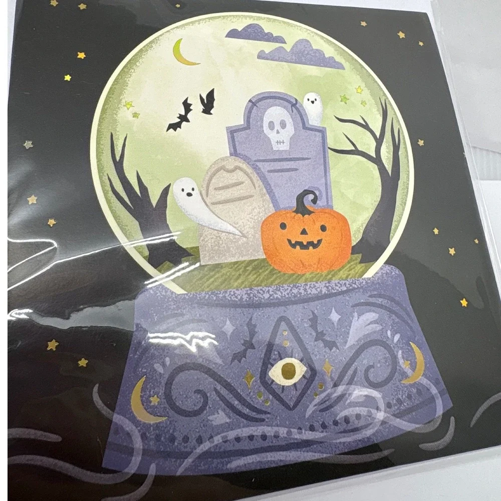 Up With‎ Paper Treasures Pop-Up Halloween Crystal Ball Greeting Card New Ghost